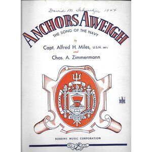 Anchors Aweigh Sheet Music By Miles & Zimmermann  1943 Robbins Music Corporation